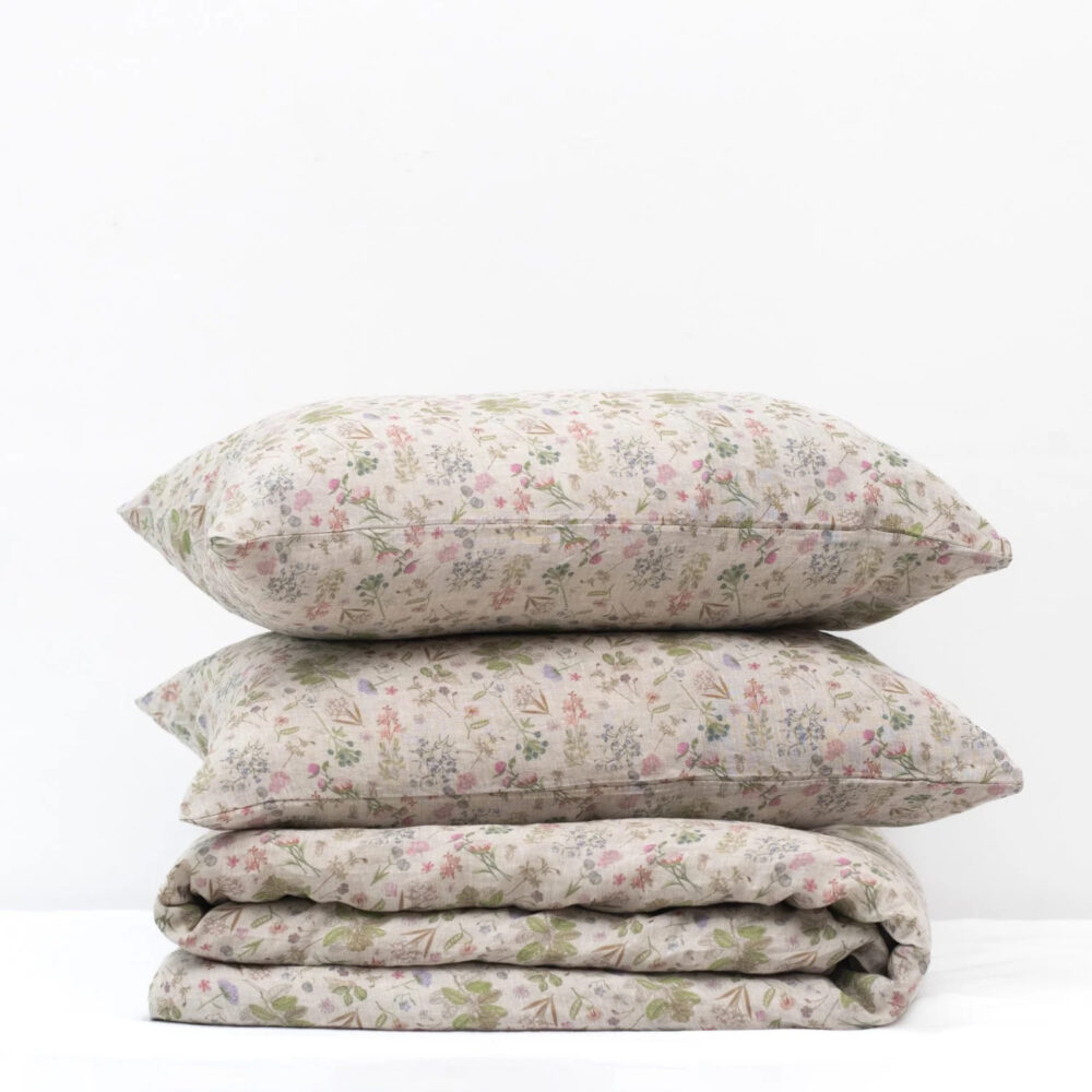 Kissenbezug 35x70 Esel Blumen Muster - 2er Set Baumwolle Leinen Bezüge