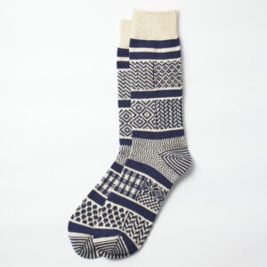 Multi Jacquard Socks, ivory/navy