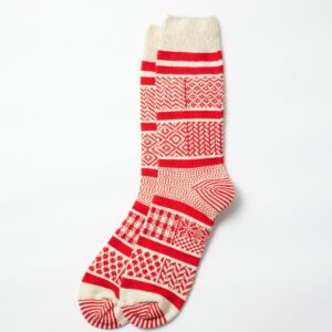 Multi Jacquard Socks, ivory/red