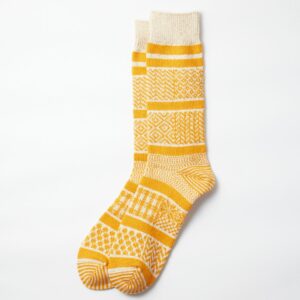 Multi Jacquard Socks, ivory/yellow