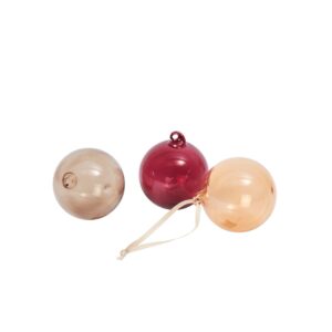 Glass Baubles - M - Set of 3, Roseate Translucent