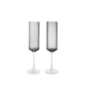 Ripple Champagne Flutes - Smoked Grey