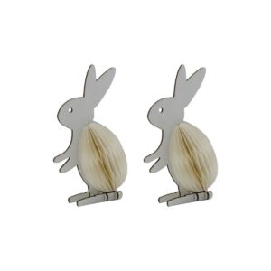 Osterhasen Dekoration, 2-teilig, off-white