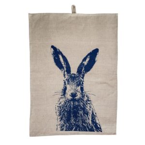Geschirrtuch Feldhase, blau