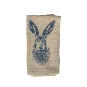 Serviette Feldhase, blau