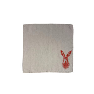 Servietten Leinen grau - Feldhase, Rot