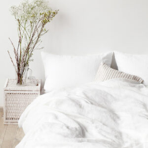 Leinen Bettwäsche Set, White, 140x200/50x70