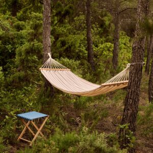 Outdoor Market Hammock-Beige with red stripe