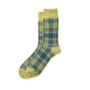 Check Pattern Merino Socks, L.YELLOW/PEACOCK