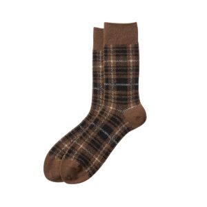 Check Pattern Merino Socks, brown/black