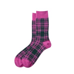 Check Pattern Merino Socks, PINK/D.GREEN